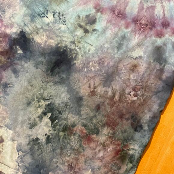 Ice Dyed Short-sleeve T-shirt - Split Hem Top Orchid Teal Gray (Women's XLarge) - Picture 6 of 10